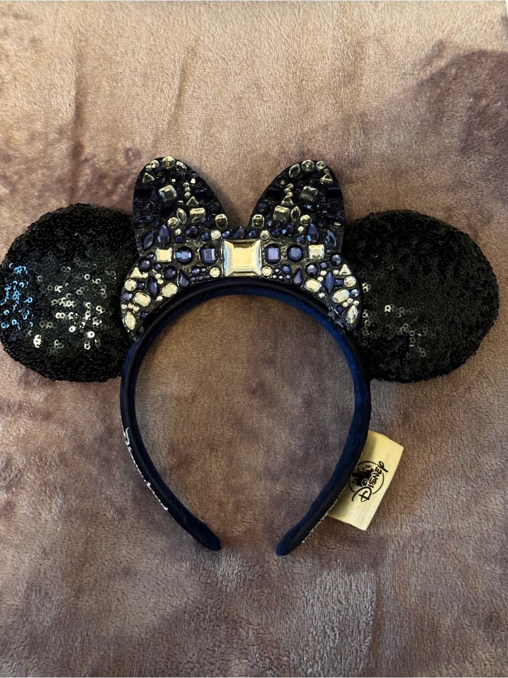 Disney Black Sequin Jeweled Minnie Ear Headband